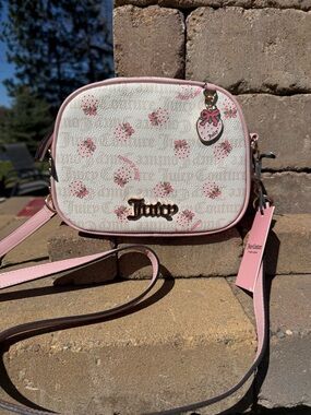 NWT Juicy Couture Pink and White Strawberry Motif Limited Edition Crossbody Bag